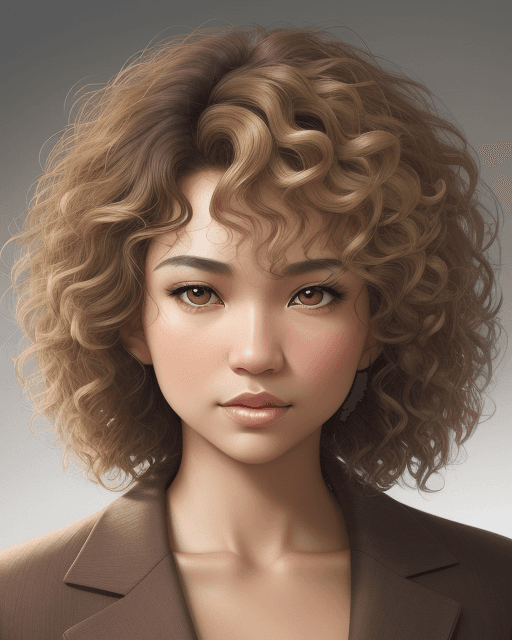 AI generated: a psychologist with volume  very curl hair with lots of layers short brunette hair, petite nose,blon...