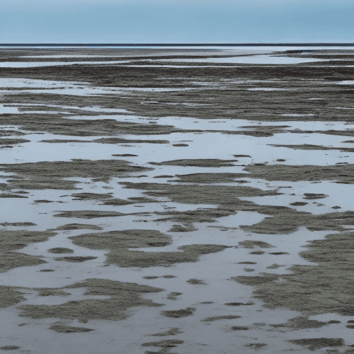 AI generated: desolate tides that stretch out into the horizon,
these areas are often muddy and barren,
the island...