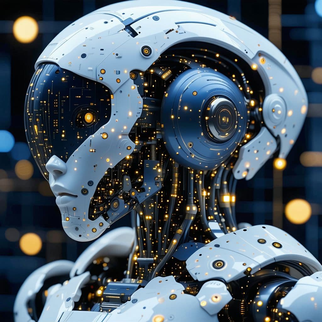 AI generated: An unbelievably intricate robotic humanoid, the pinnacle of artificial intelligence, a robotic shell...