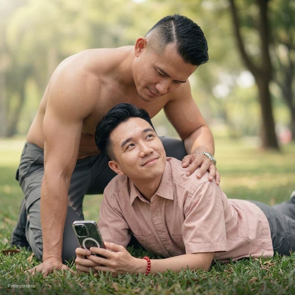 AI generated: The right side guy lay on his chest 