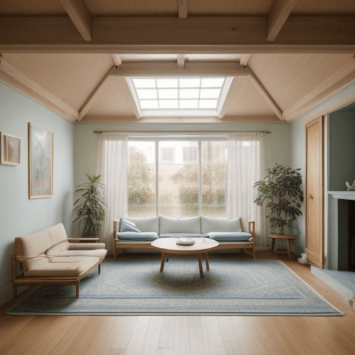 AI generated: High resolution photography interior design, dreamy sunken living room conversation pit, wooden floo...