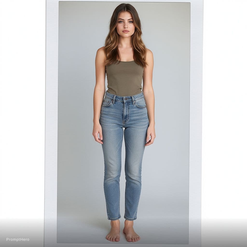 AI generated: female model, full body, Polaroid proof for a fashion shoot, hyper-realistic, lifelike --ar 35:64 --...