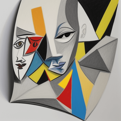 AI generated:  une figure humaine avec des formes géométriques abstraites et des couleurs vives.style cubiste: ang...