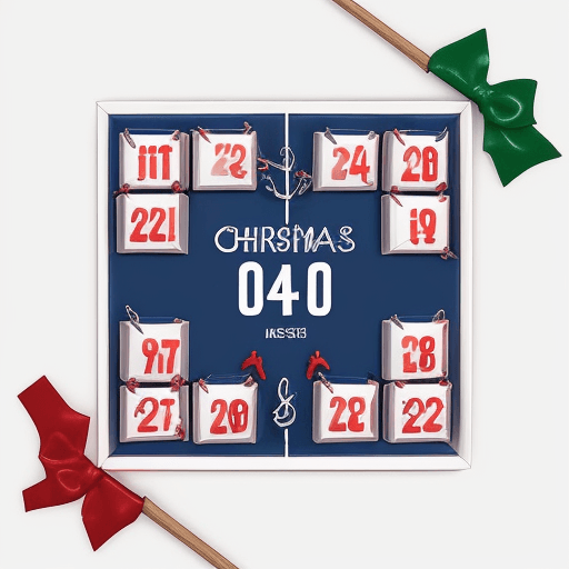 AI generated: Social media square logo for an online store called "Jingle Baits". It's an advent calendar with fis...