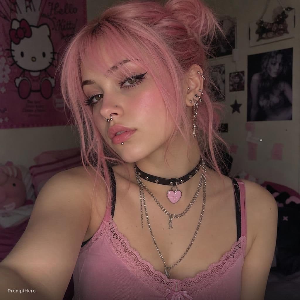 AI generated: piny girl with piercings