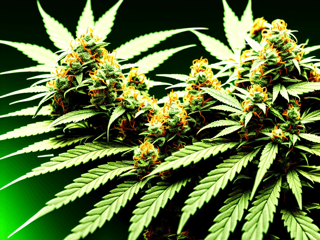 AI generated: A 35mm photography of a highly detailed cannabis plant, full size, sativa, day time, photorealistic,...