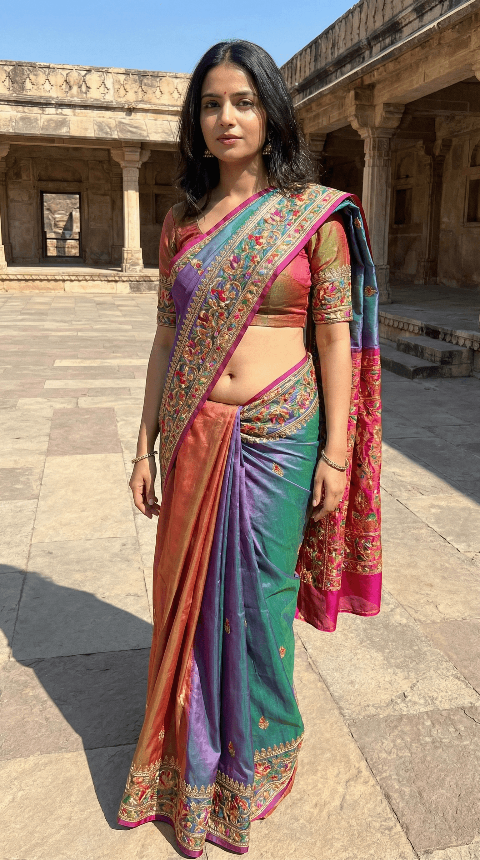 AI generated: women in saree and showing her hot sexy waist
