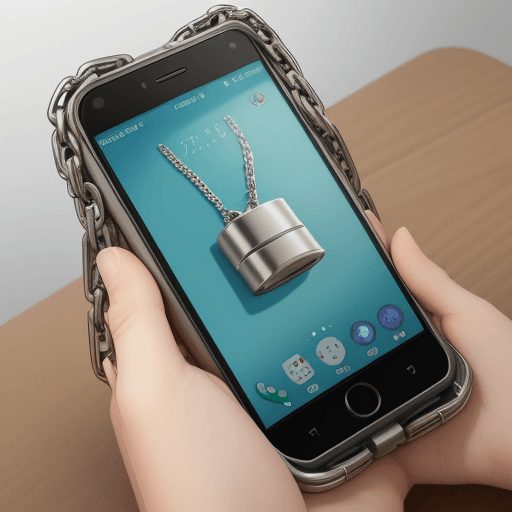 AI generated: Design a cellphone holder assuming that we only have  stainless steel chain