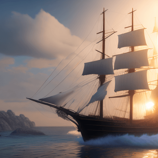 AI generated: Photo of a ultra realistic sailing ship, dramatic light, pale sunrise, cinematic lighting, battered,...