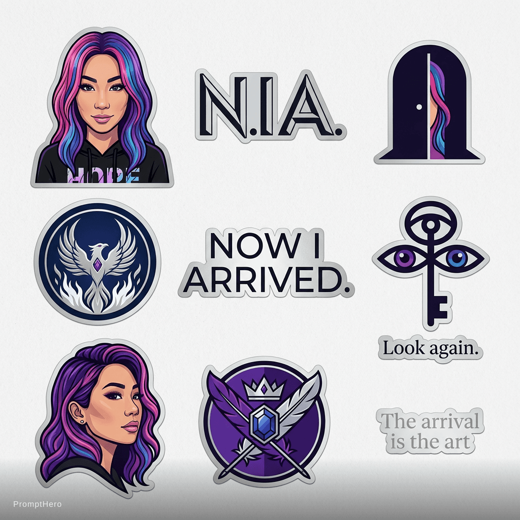 AI generated: Use this:

**Create a premium collectible die-cut sticker sheet for the artist N.I.A. Do NOT make ca...
