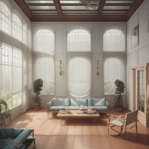 AI generated: High resolution photography interior design, dreamy sunken living room conversation pit, wooden floo...