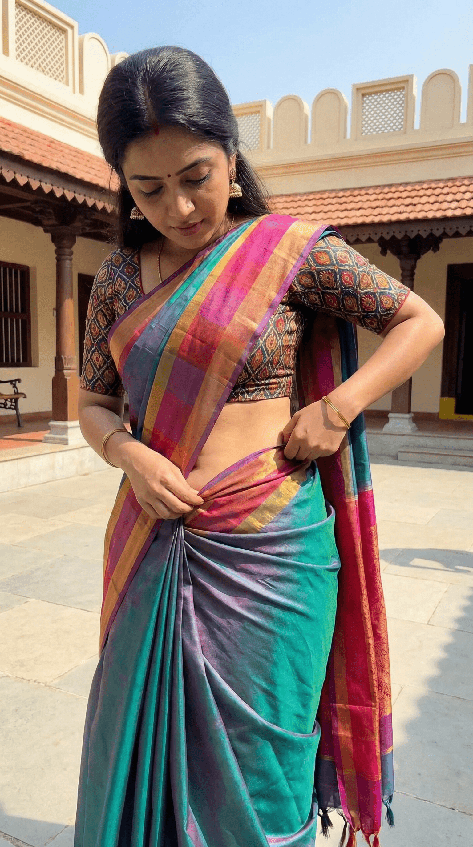 AI generated: women in saree and showing her hot sexy waist