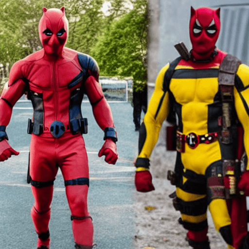 AI generated: HUGH JACKMAN IN A YELLOW WOLVERINE SUIT FIGHT RYAN REYNOLDS IN A RED DEADPOOL COSTUME