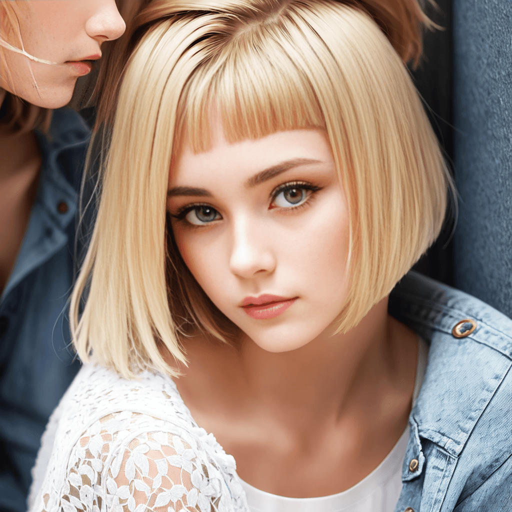 AI generated: young caucasian woman sat on the floor, looking away, undercut hair, young woman sat on the floor, l...