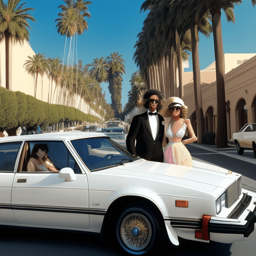 AI generated: **Wealthy elites basking in the sun of 1980s LA, adorned in lavish attire and soaking up the luxurio...