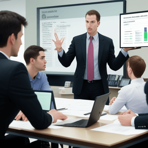 AI generated: coaching man  retail sales  doing training about sales , learning 
