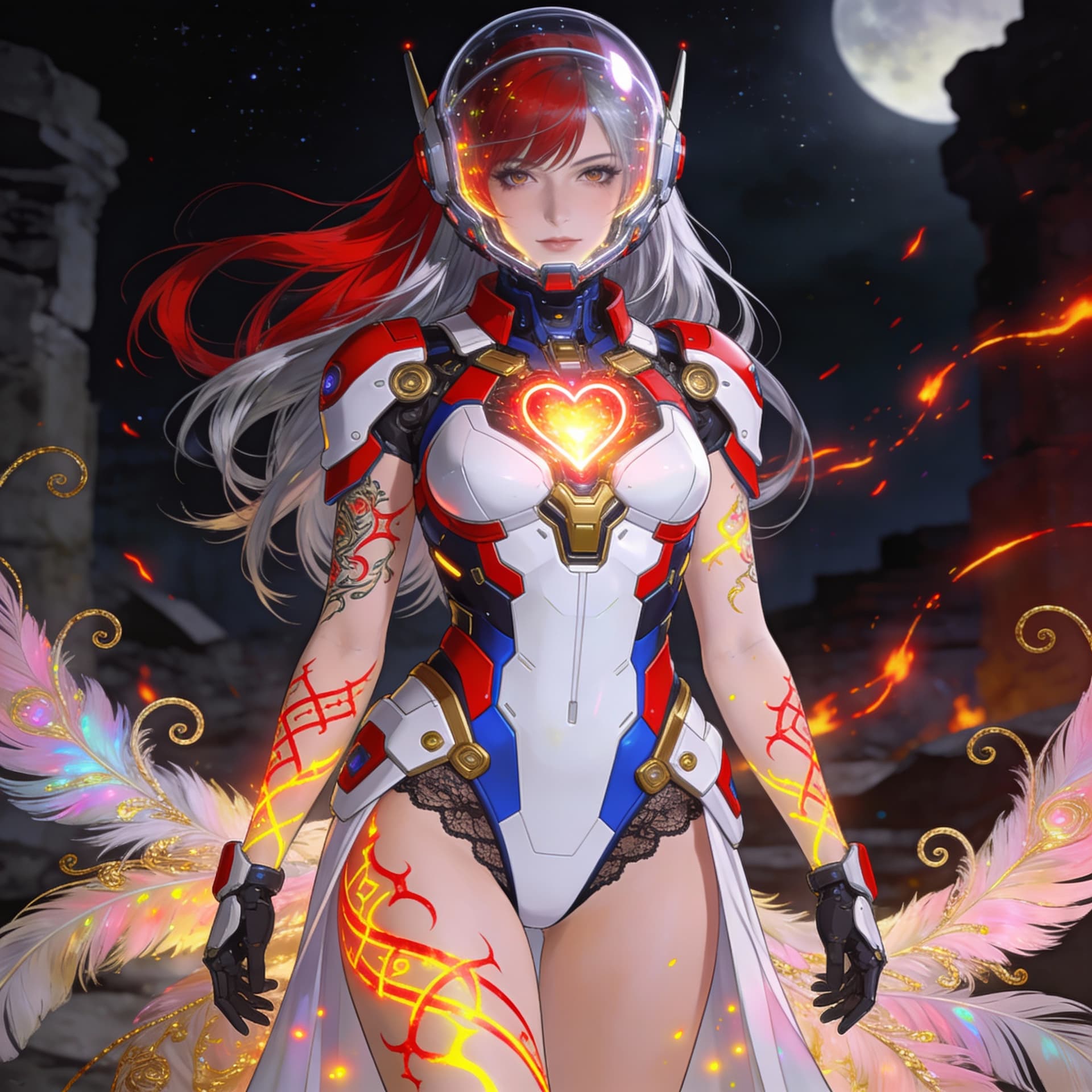 AI generated: a woman that is standing in the dark,tron angel,trending on cgisociety,enchantress,inspired by Elina...