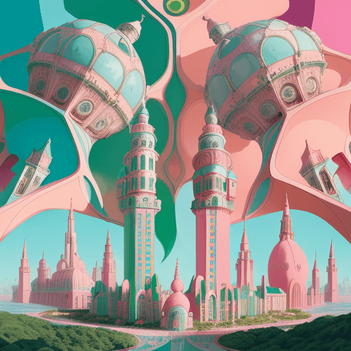 AI generated: A kooky and whimsical image of a futuristic world, designed in Wes Anderson’s signature symmetrical ...