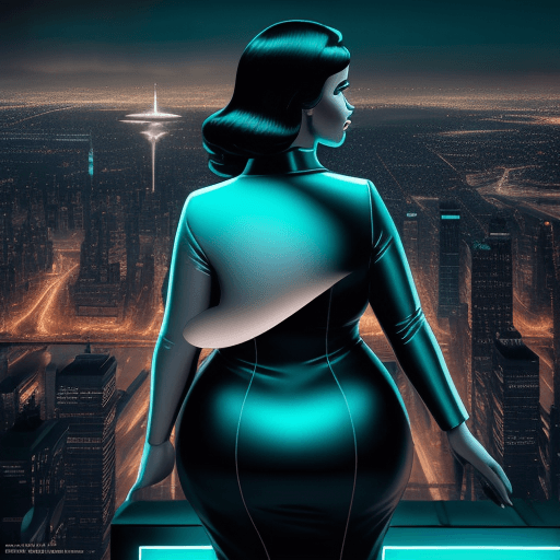 AI generated: Hyper realistic eye level exterior photo of a mid century modern style plump woman 
 three wings ove...