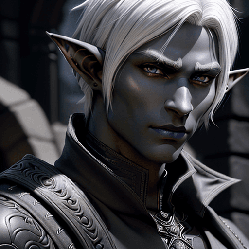 AI generated: High resolution photography, photorealistic close-up portrait male drow elf. handsome gunslinger, da...