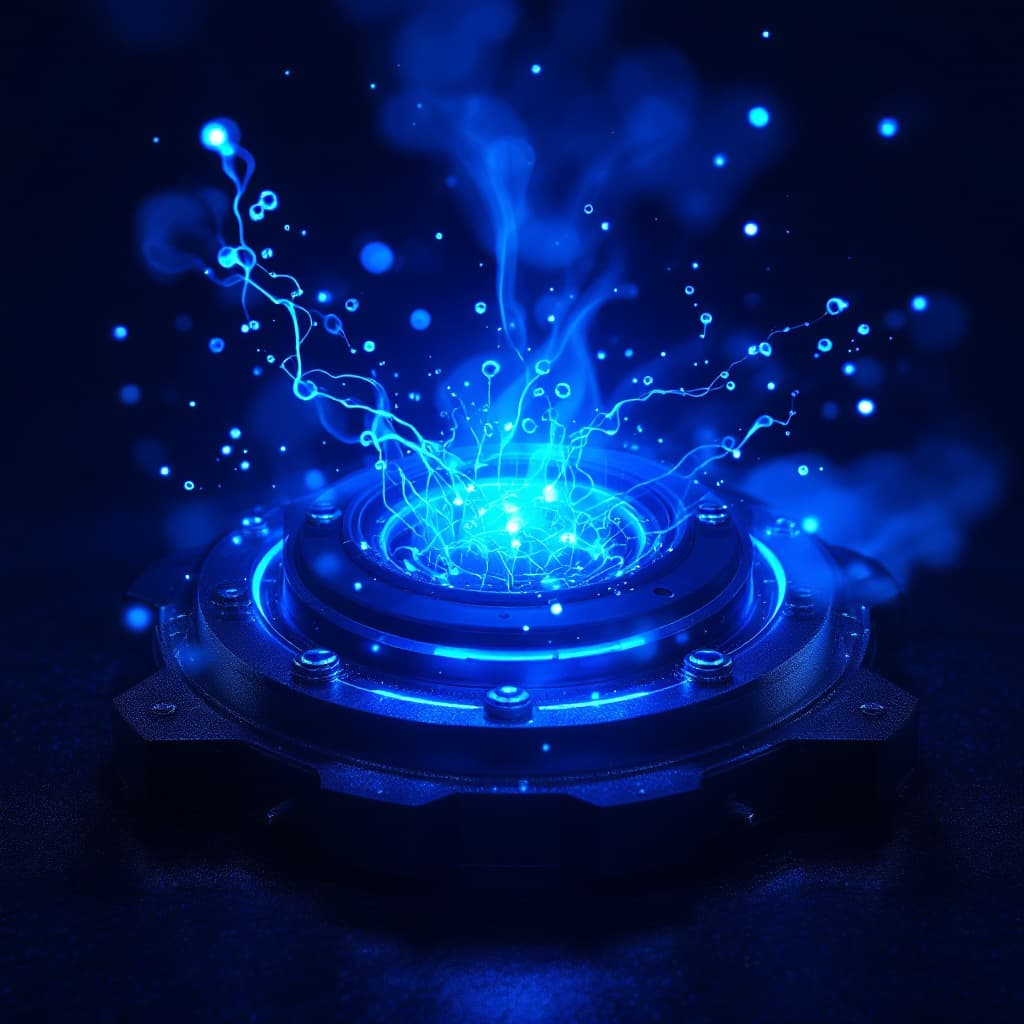 AI generated: fondo bioluminiscente azul entrelazados en un color azul brillante, vista frontal, sobre un fondo os...