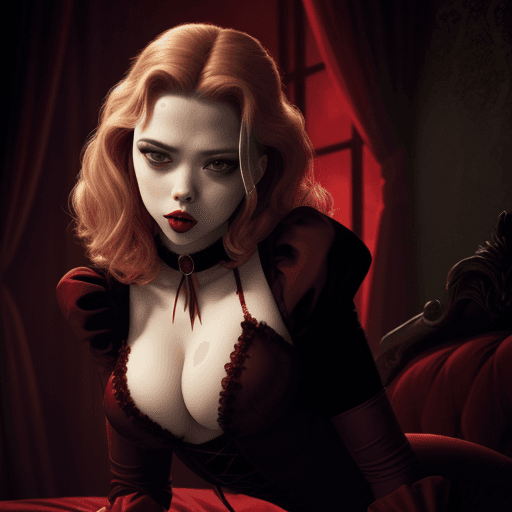 AI generated: Scarlett johannson as sexy vampire