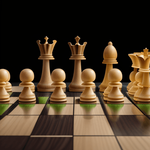 AI generated: An animated chessboard with a polished wood finish, designed to highlight the concept of rows. The c...