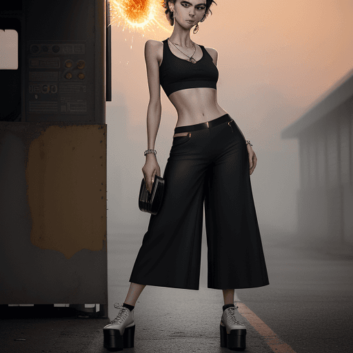 AI generated: cinematic photo beauty, low angle, masterpiece photo of a young woman, Delicate and slender with a p...