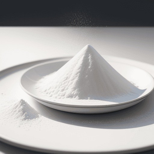 AI generated: white powder lie on a plate on the table professional colour grading, soft shadows, no contrast, cle...
