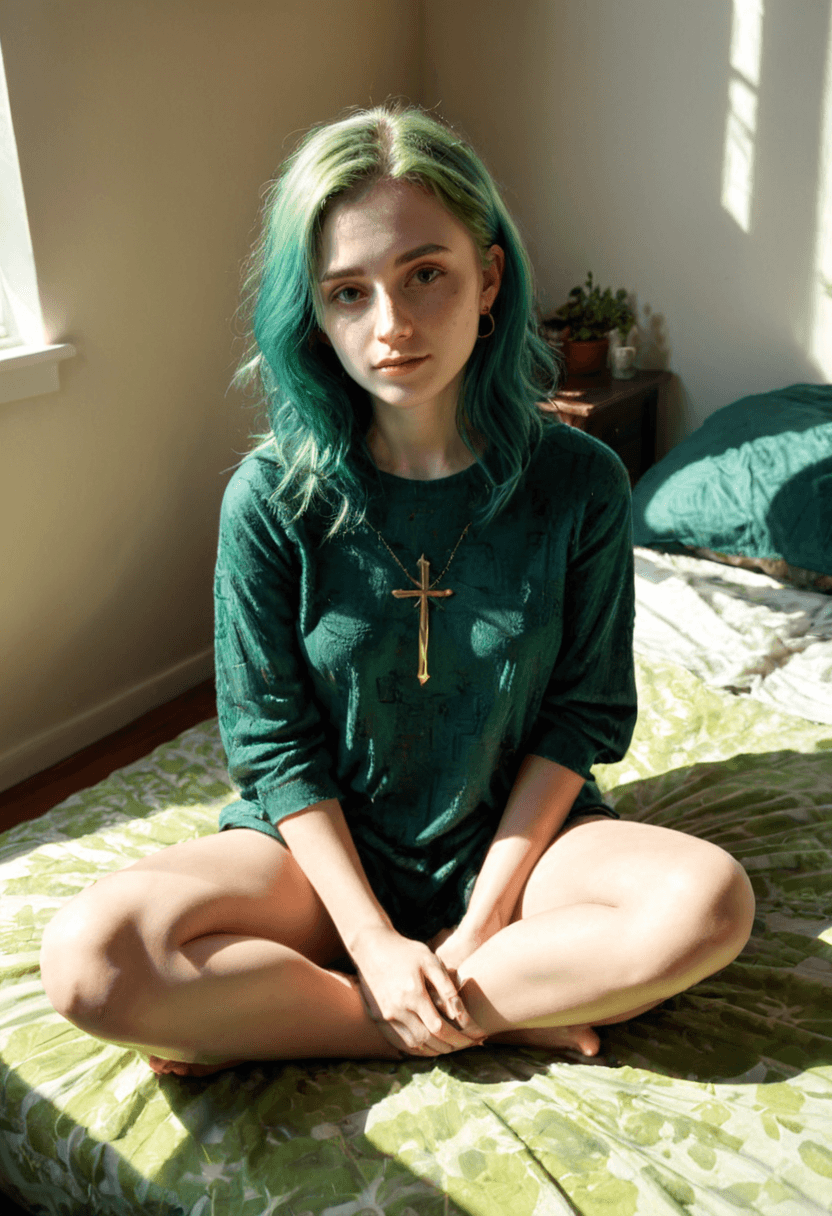 AI generated: <lora:xl_more_art-full_v1:1>,<lora:DreamARTSDXL:1>,A serene oil painting of a 22-year-old woman with...