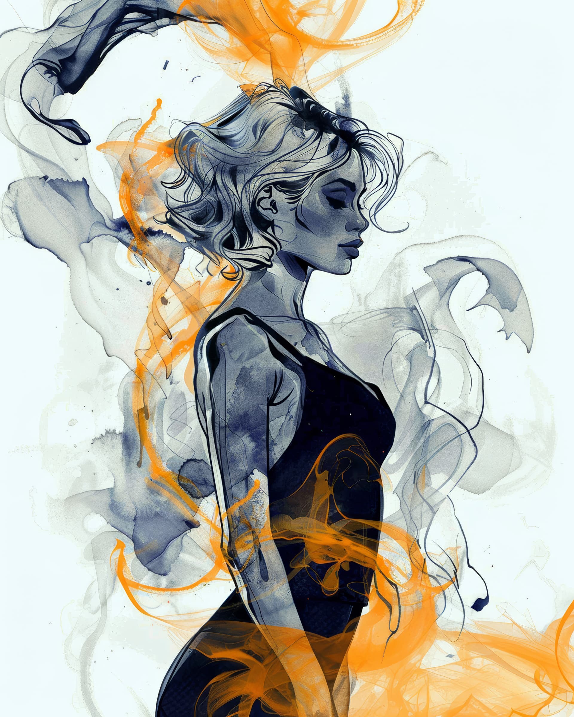 AI generated: a spontaneous, graceful, simple, semi-abstract fashion ad. --ar 4:5 --s 1000 --c 100 --w 1000