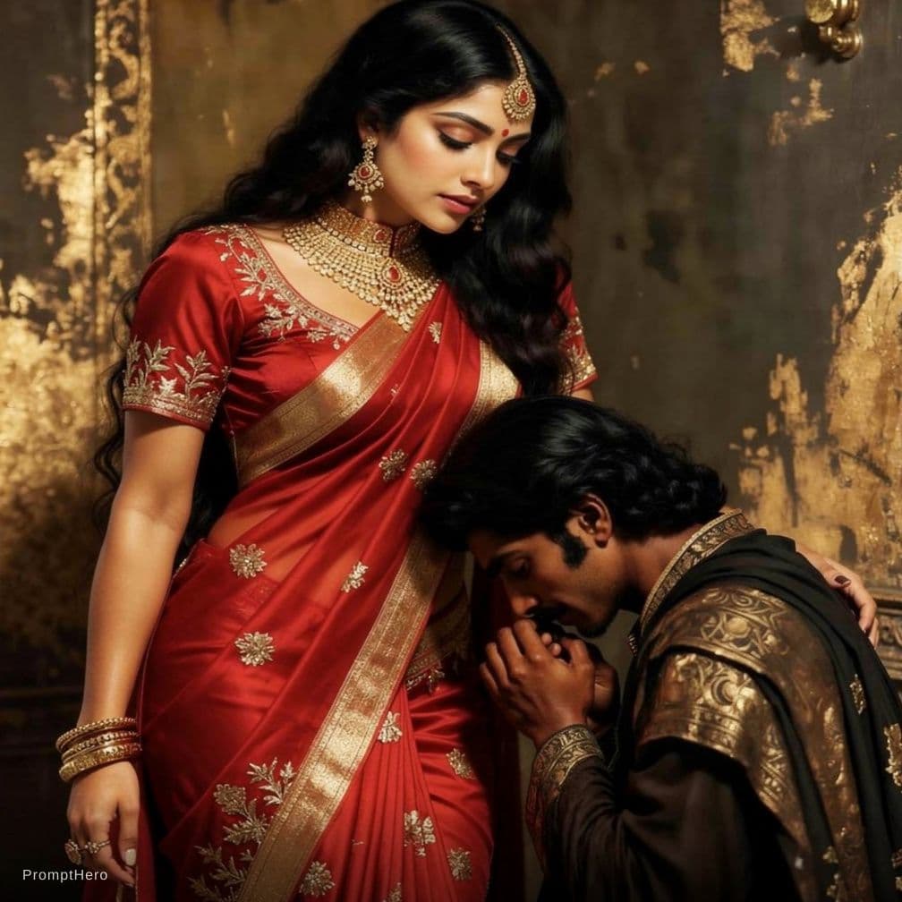 AI generated: super hot and beautiful women wearing sexy and transparent saree 