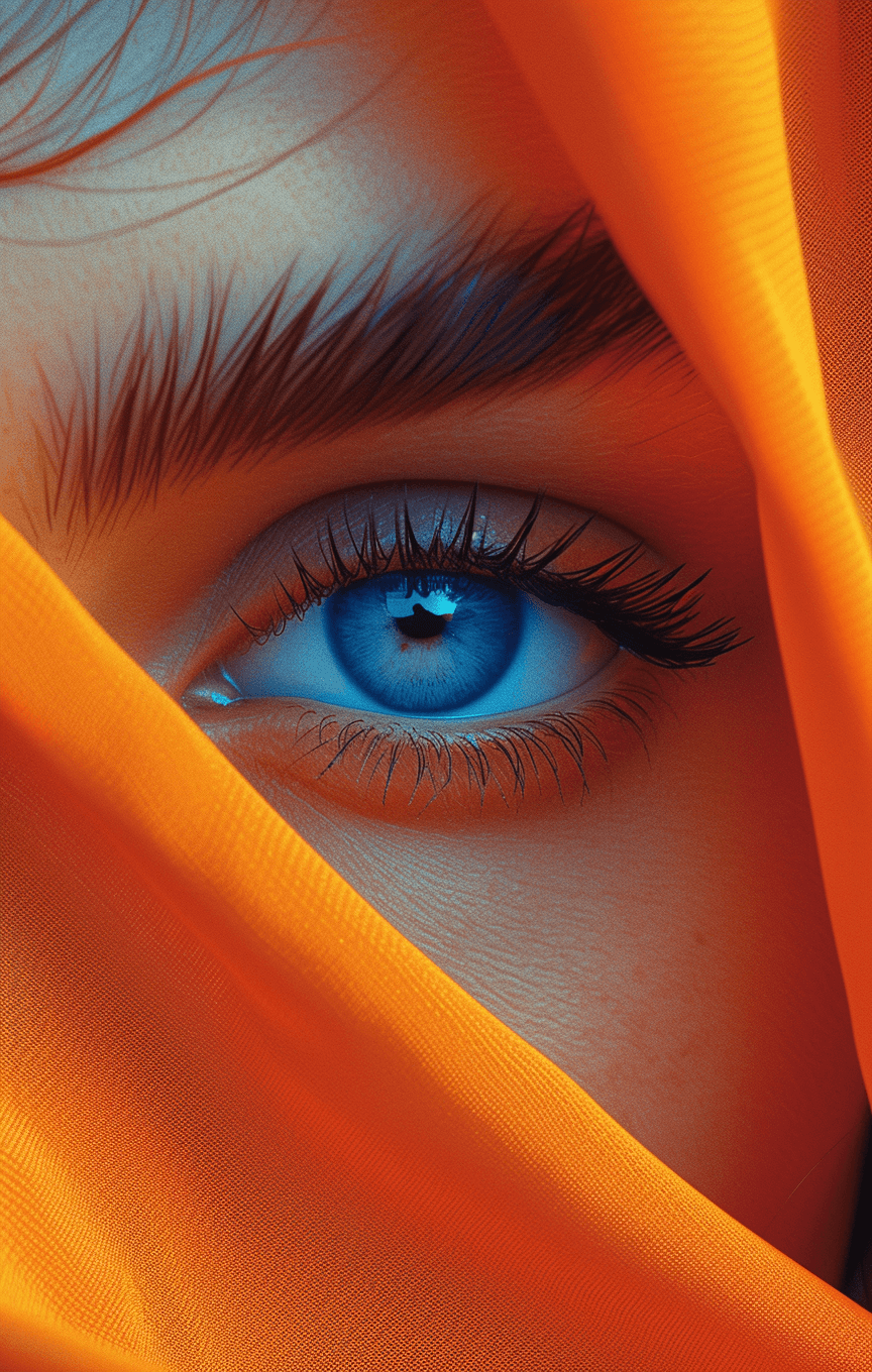 AI generated: graphic design art, typography, in the style of modernism-inspired portraiture, light orange and blu...