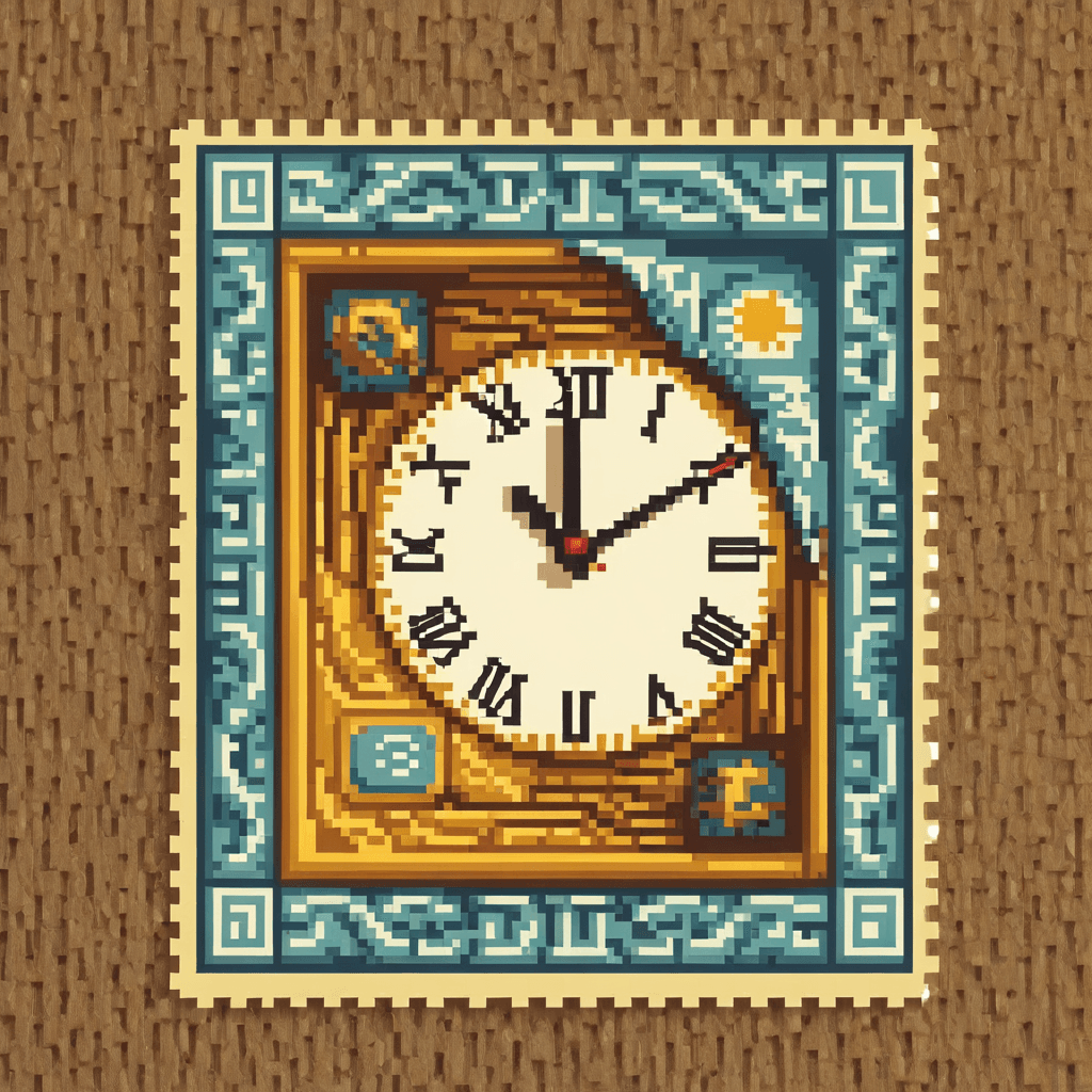 AI generated: Time flows backward as a clock melts into a Salvador Dalí-esque painting, SAI Pixel Art