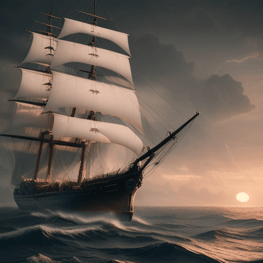 AI generated: Photo of a ultra realistic sailing ship, dramatic light, pale sunrise, cinematic lighting, battered,...