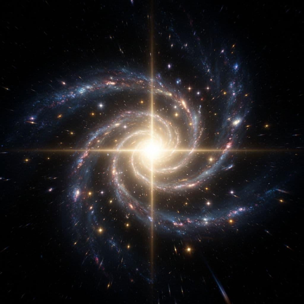 AI generated: he creation of the universe, inspired by Genesis 1:1. A divine light pierces through the absolute da...