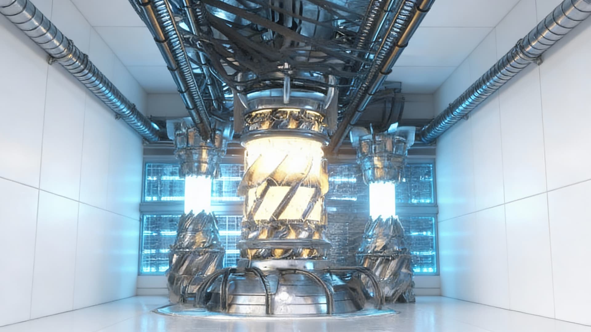 AI generated: Use the Reference Image to reimagine the View of the Futhesis Device for the Power Spheres, the powe...