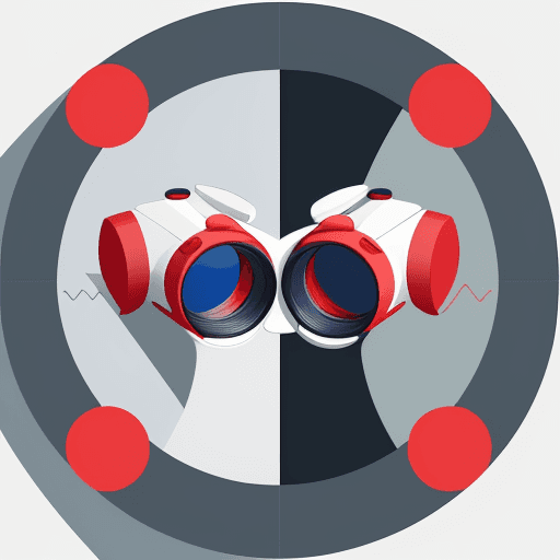 AI generated: A pair of modern binoculars in a flat vector illustration style. The binoculars have a sleek design ...
