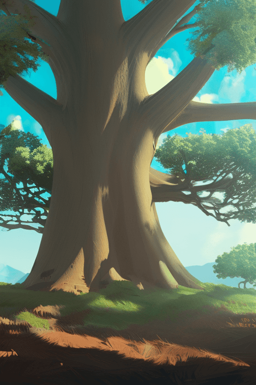 AI generated: a massive tree in the center of the frame with metaverse around it.  Earth life is based off this tr...