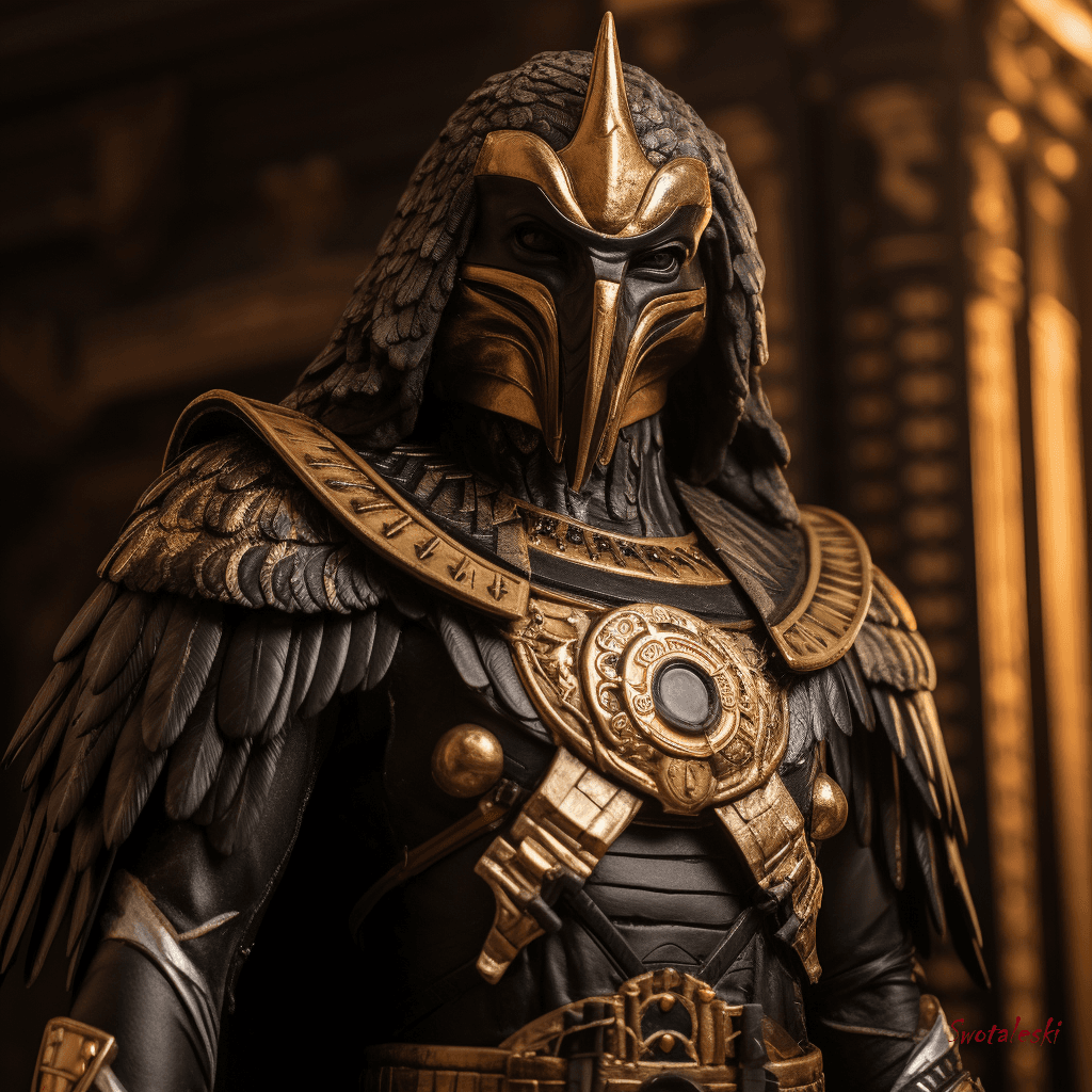 AI generated: Capture the regal essence of Horus, the Egyptian god of the sky, in a realistic professional and mar...
