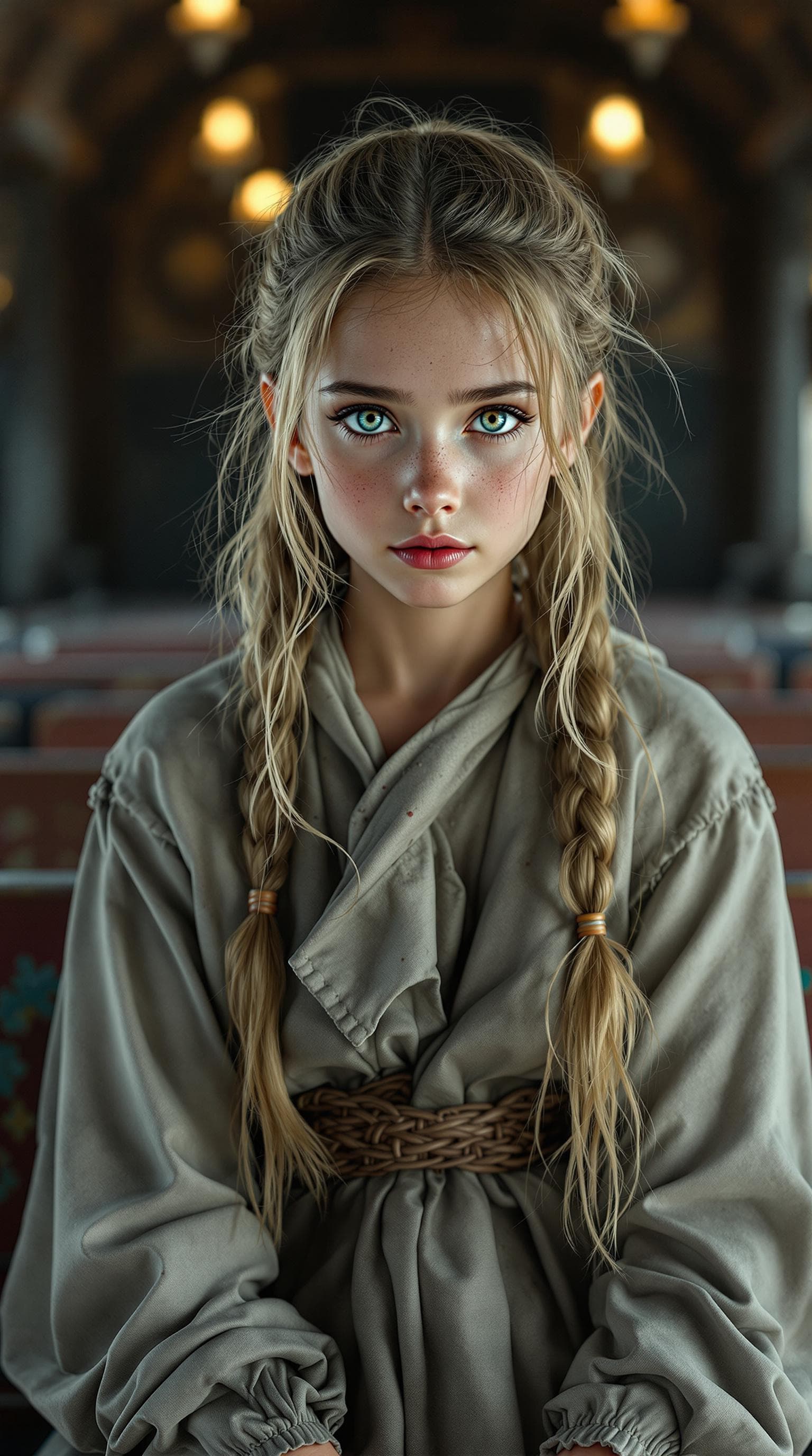 AI generated: A photo realistic of a exceptionally beautiful Saudi (age 11) girl, long hair, in a pony tail, dress...