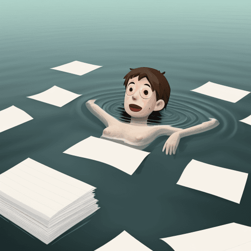 AI generated: person drowned by piles of paper.