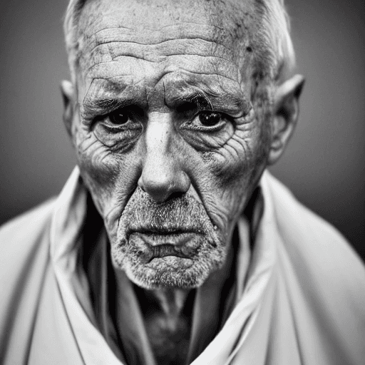 AI generated: , , , , portrait photo of a 68 year old man, mad man, Lee Jeffries, Lee Jeffrey style, looking away,...