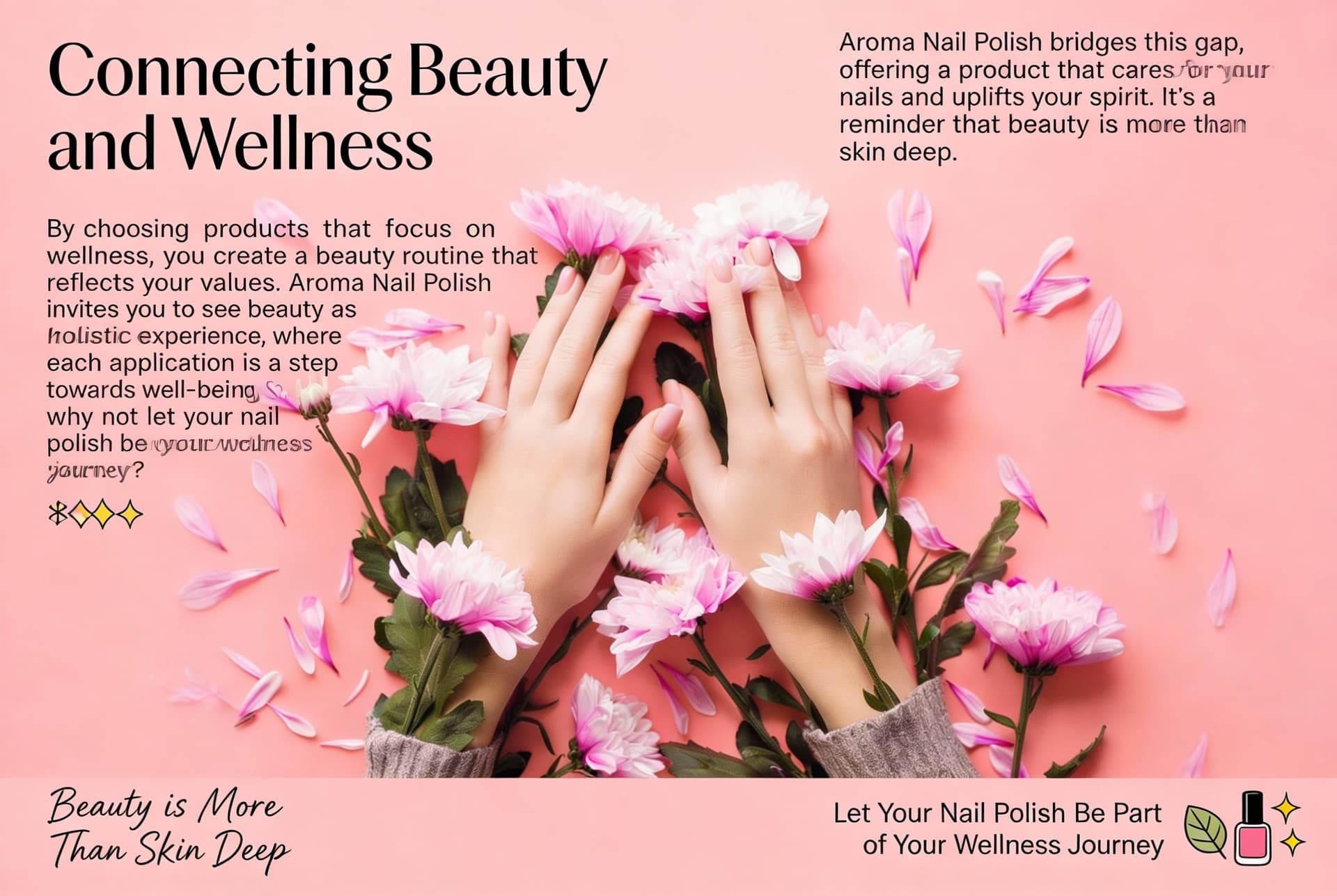 AI generated: Connecting Beauty and Wellness

When beauty products support wellness, you win twice. Aroma Nail Pol...