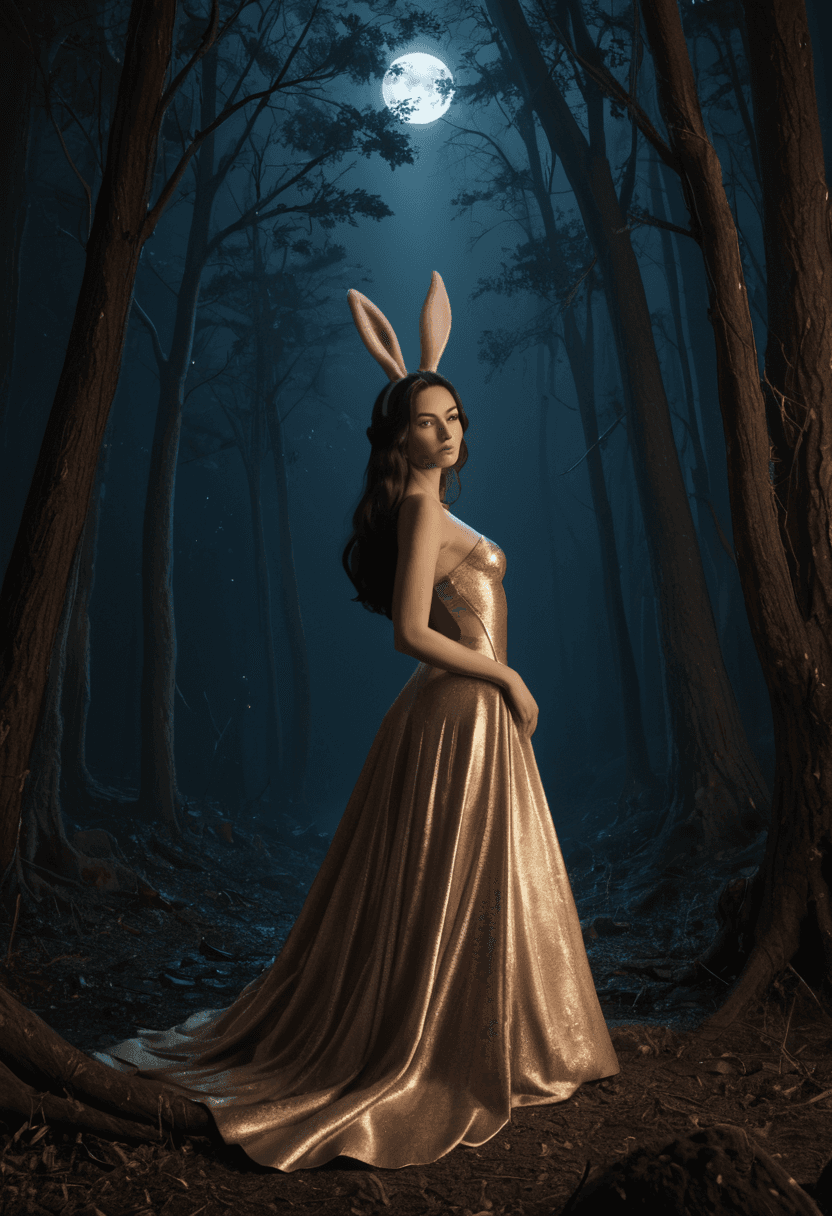 AI generated: professional 3d model A surreal oil painting of a Viera woman from Final Fantasy,capturing her ether...