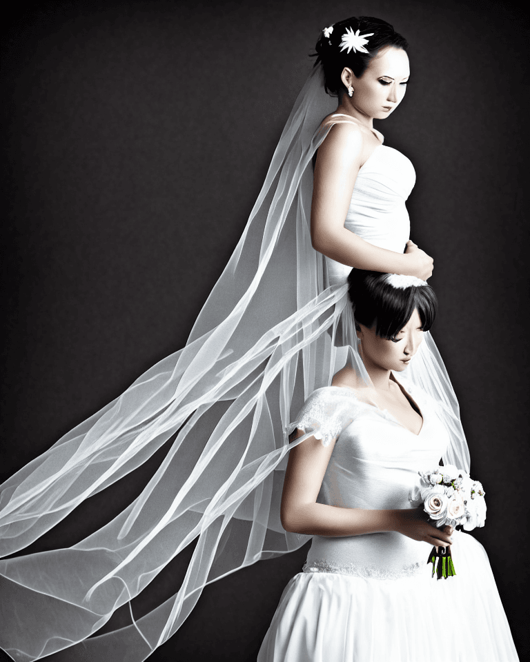 AI generated: Detailed photo Woman dressed as a bridal, medium field, very detailed, black background