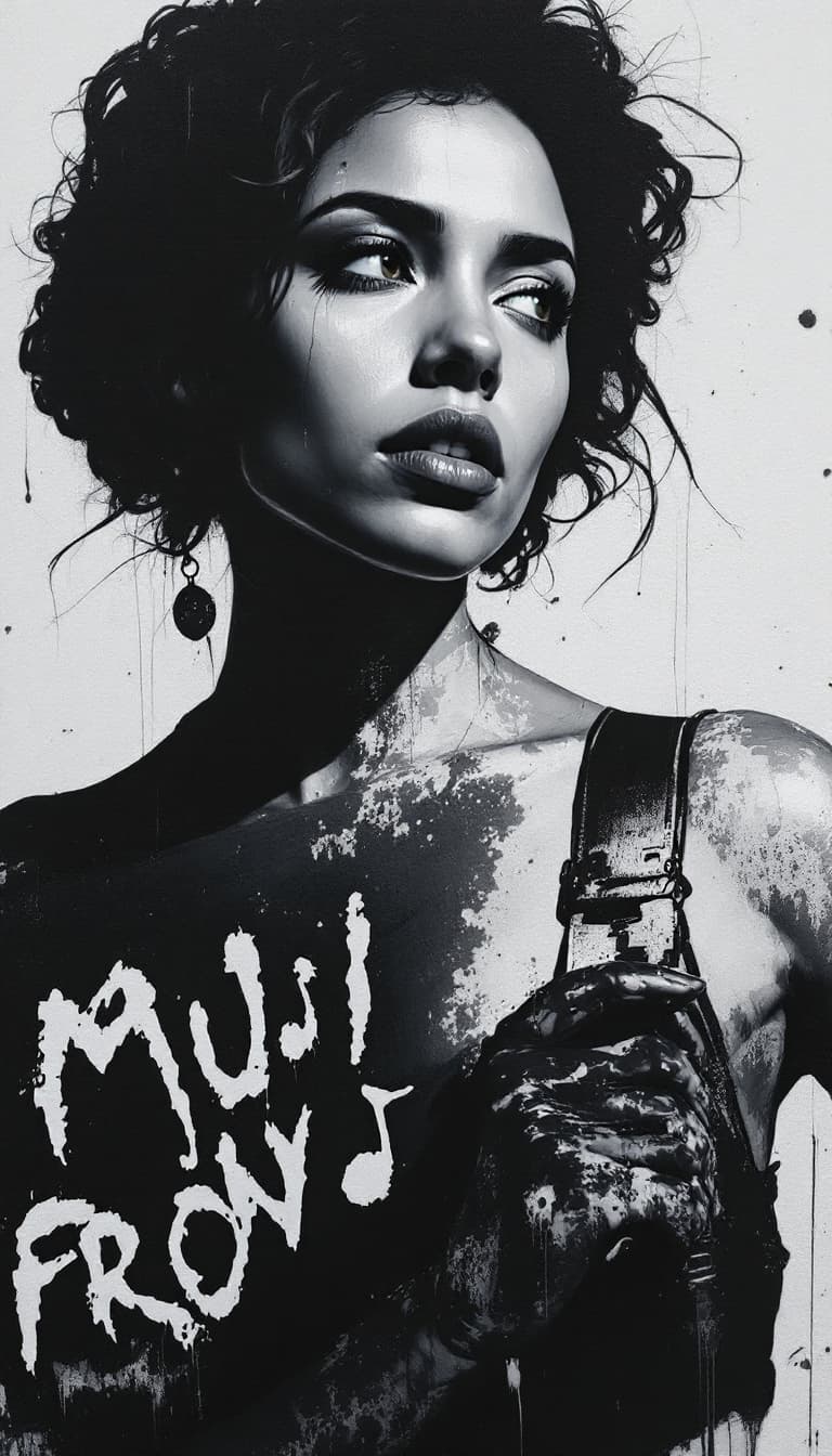 AI generated: Guerilla Art, Temporary Installations, Social Commentary, Activist, Woman Holding a Stencil Painting...