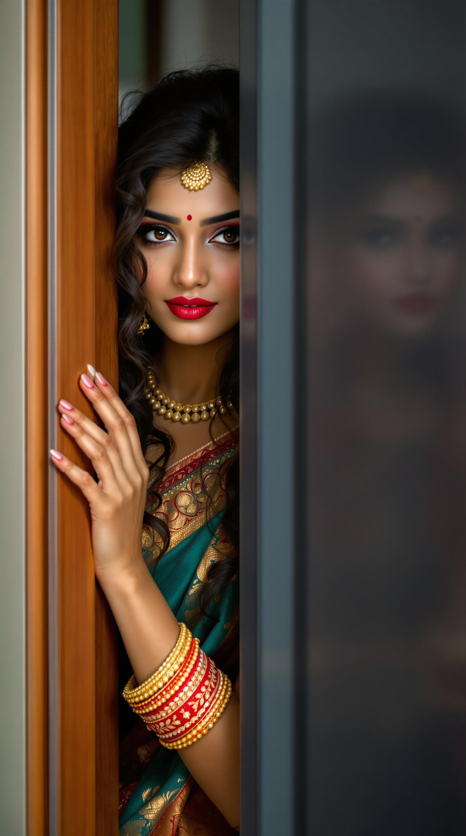 AI generated:  A beautiful married woman, around 30-32 years old, with an enchanting allure. Her fragrant, wavy ha...