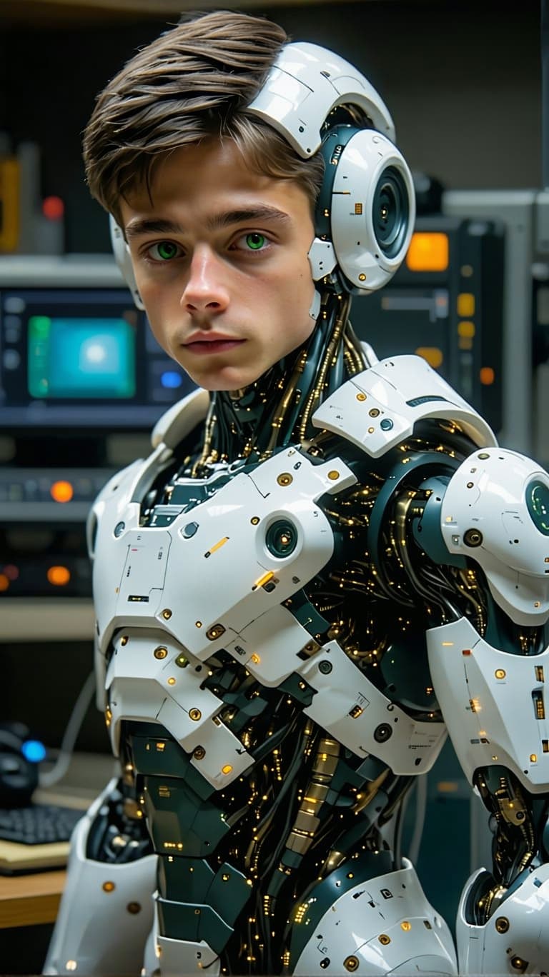 AI generated: exceptionally beautiful tween boy, artificial intelligence robot, (futuristic),(masterpiece), (reali...