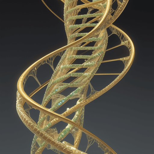 AI generated: A stunning 3D image of a double helix DNA structure. The image showcases a highly detailed and intri...